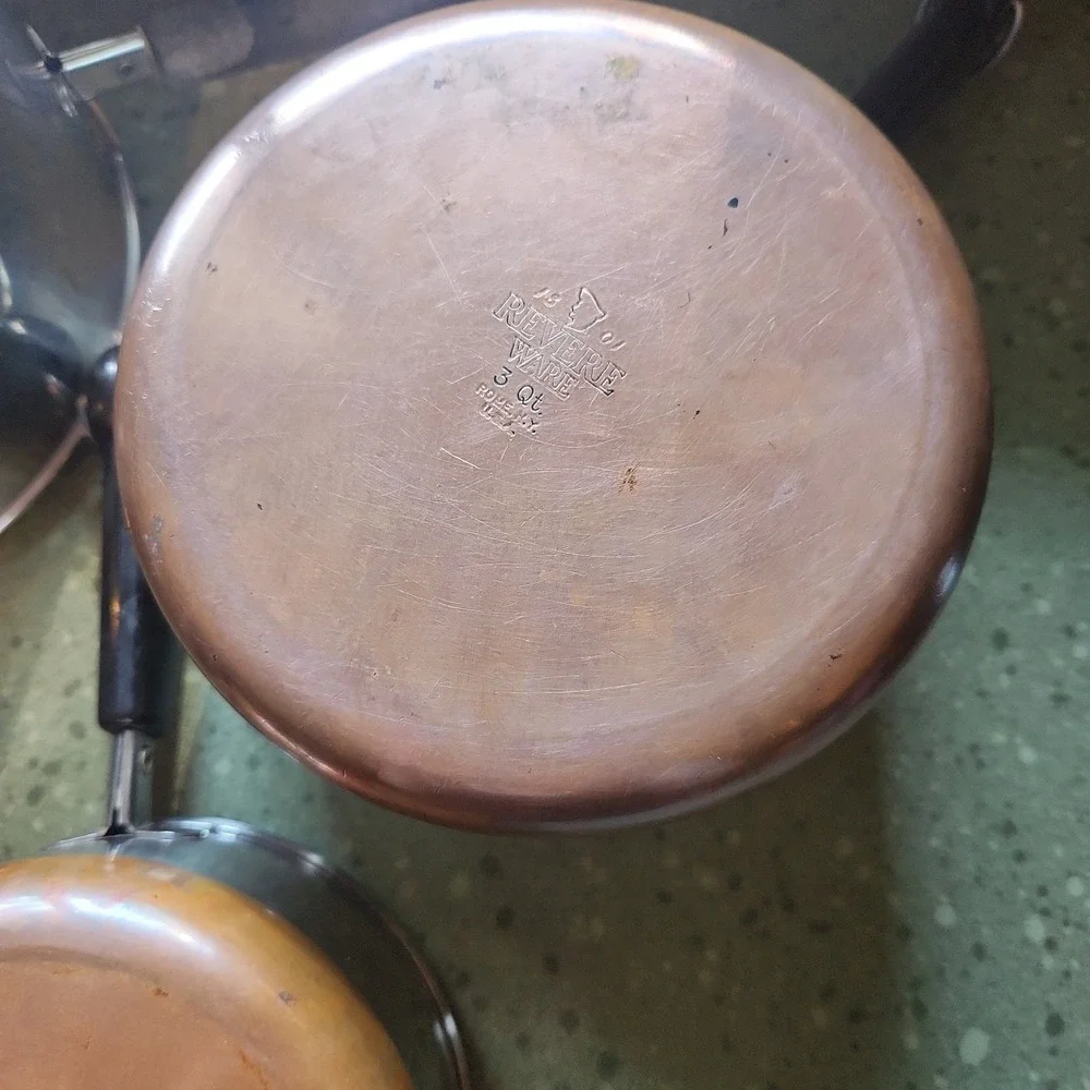 VTG Revere Ware Copper Bottom Pots Set, 11 Piece